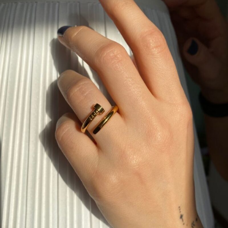 Gold Nail Wrap Ring Worn on Finger - Velaura Jewells